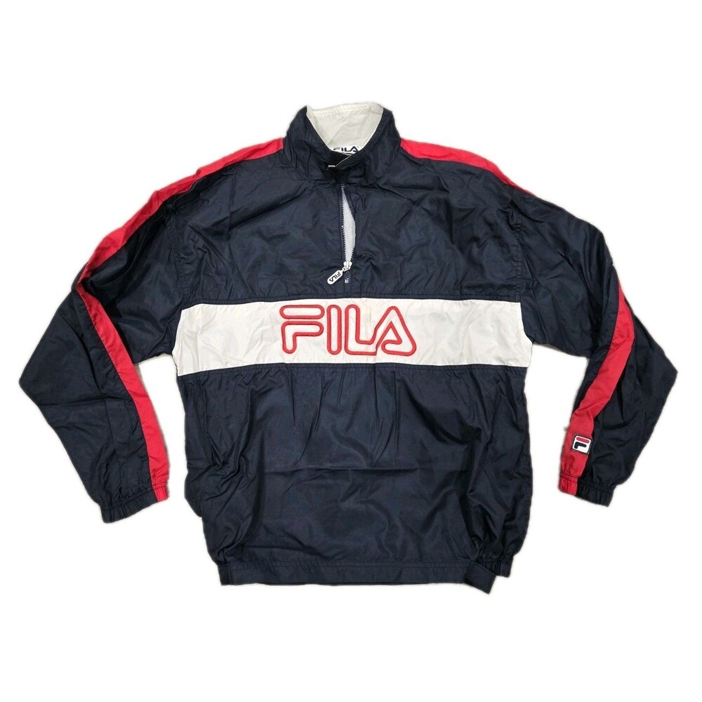 Fila 1/4 Quarter Zip Pullover Windbreaker Vintage 90's Jacket Size XL